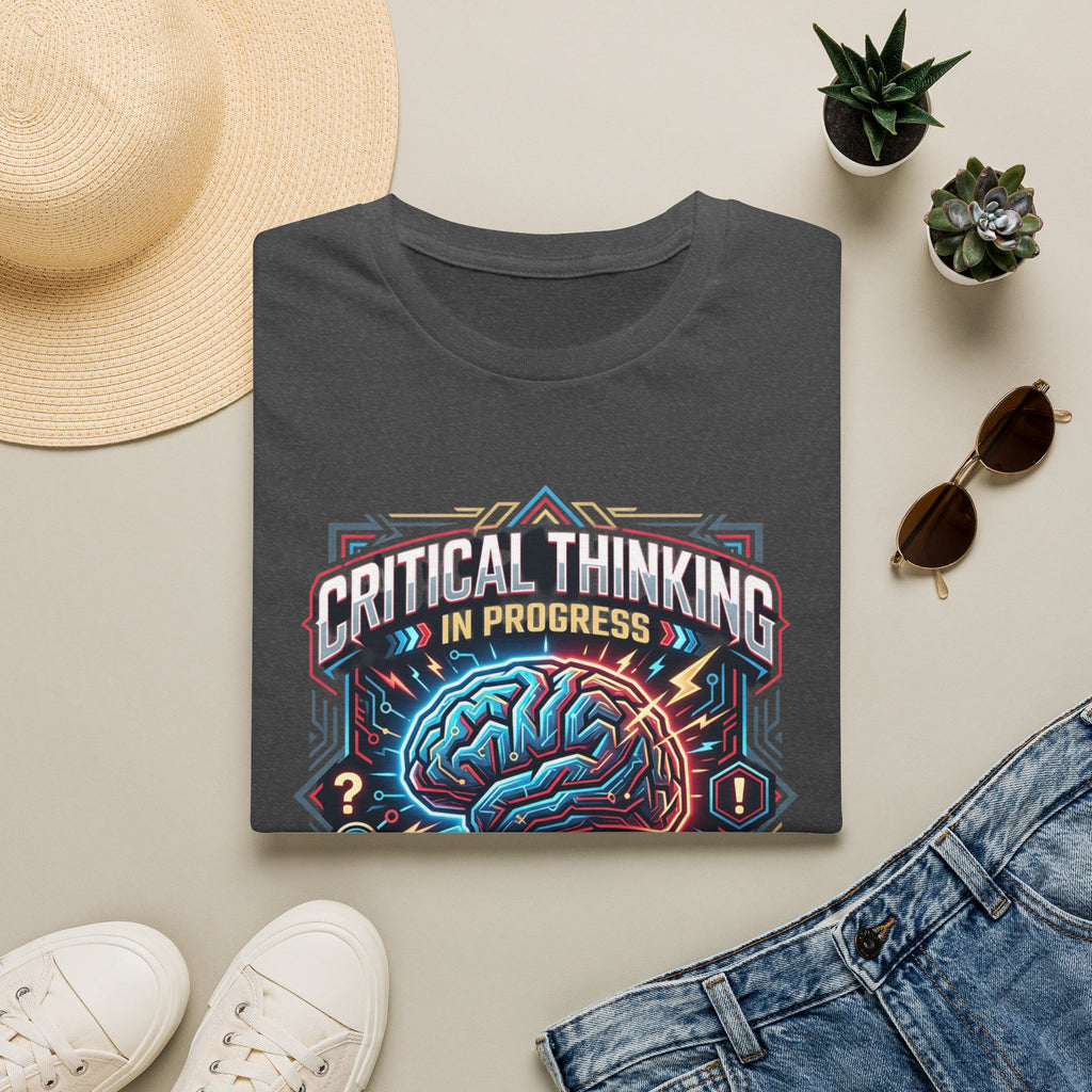 Critical Thinking Brain Graphic T-Shirt — Retro Neon Science Tee