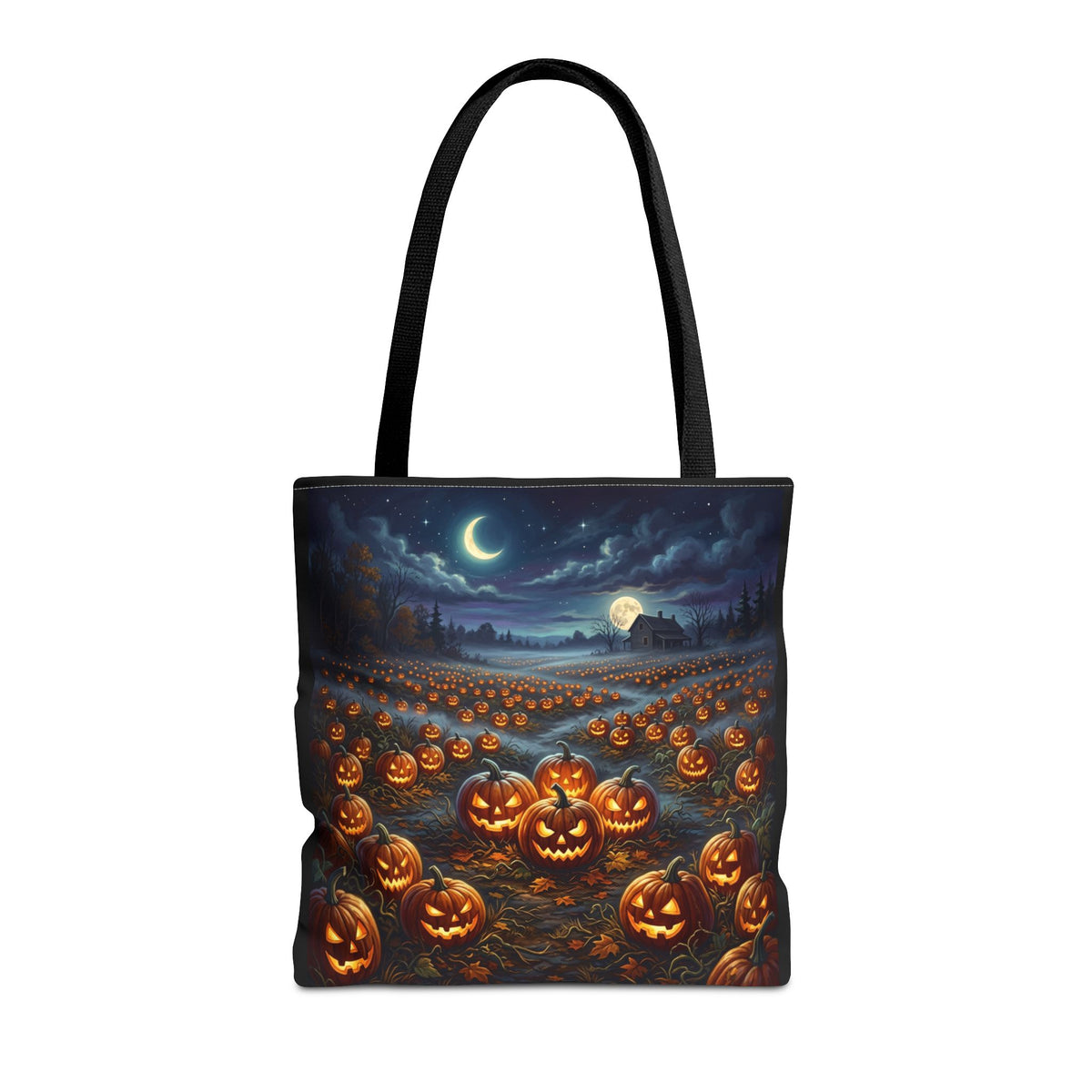 Halloween Pumpkin Patch Tote Bag — Spooky Night Jack-O'-Lantern Canvas Tote