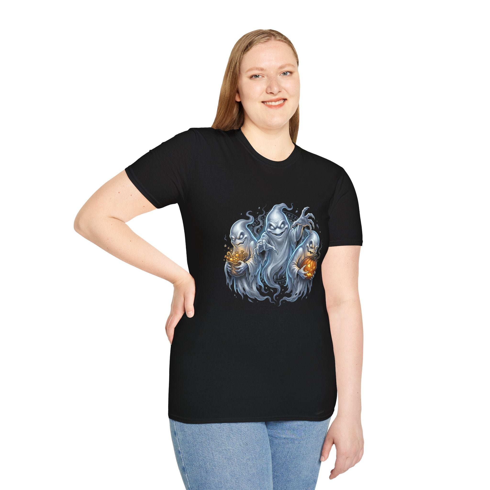 Three Menacing Ghosts Halloween Unisex Softstyle T-Shirt