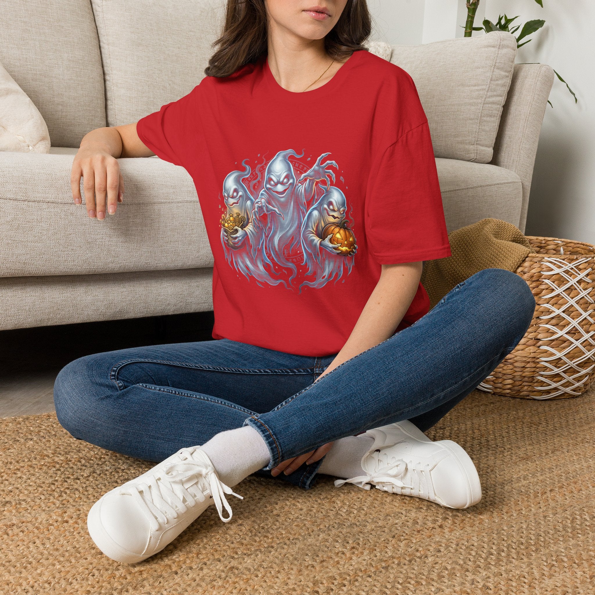 Three Menacing Ghosts Halloween Unisex Softstyle T-Shirt