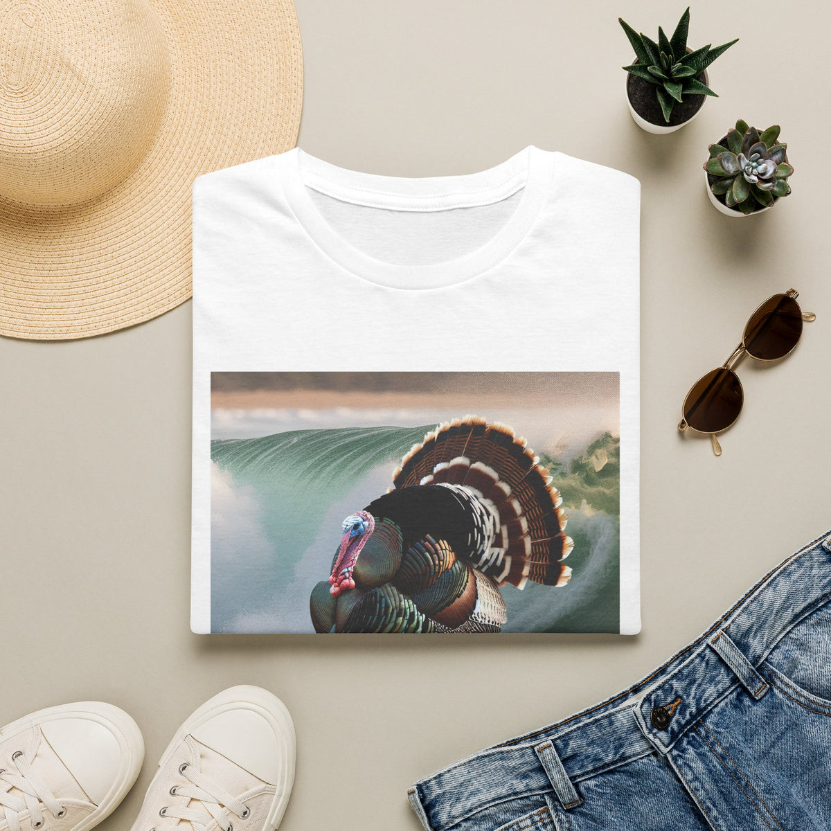 Surfing Turkey T-Shirt — Funny Thanksgiving Surfboard Graphic Tee
