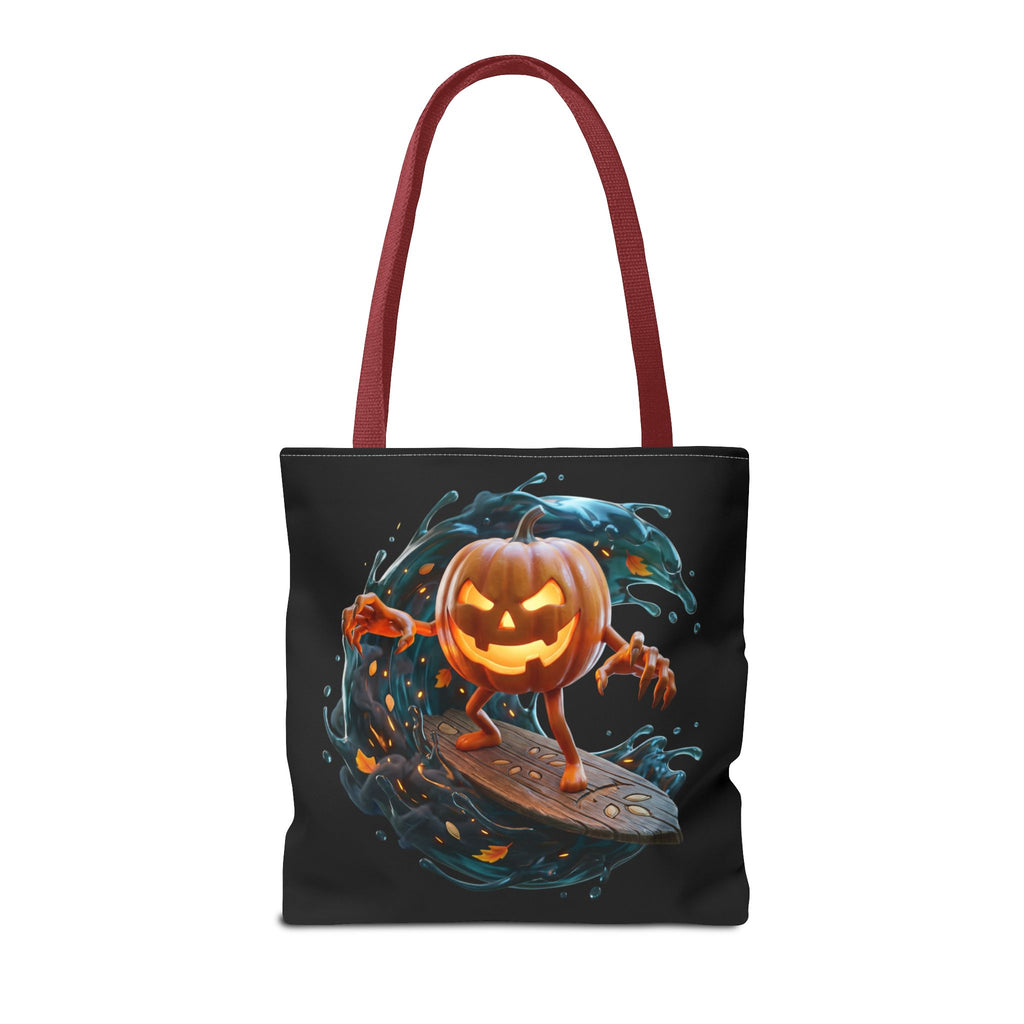 Halloween Pumpkin Surf Tote Bag — Spooky Jack-O'-Lantern Surfing Beach Tote