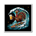 Surfing Turkey Magnet — Funny Thanksgiving Fridge Magnet with Beer