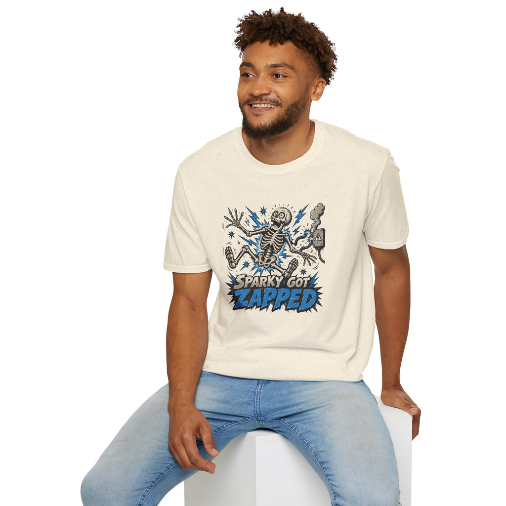 Sparky Got Zapped Skeleton Lightning T-Shirt
