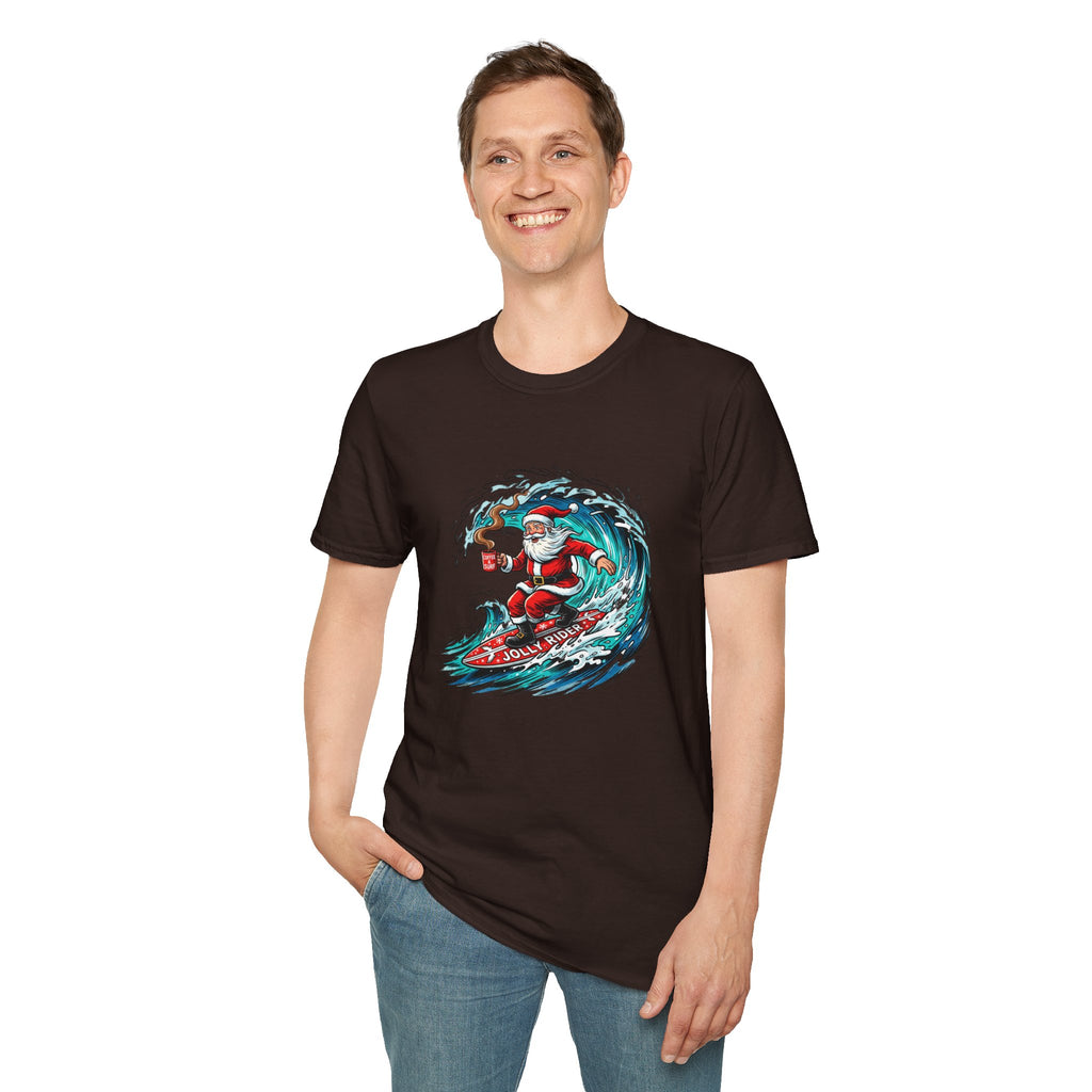 Santa Surfing T-Shirt — Surfing Santa Christmas Tee