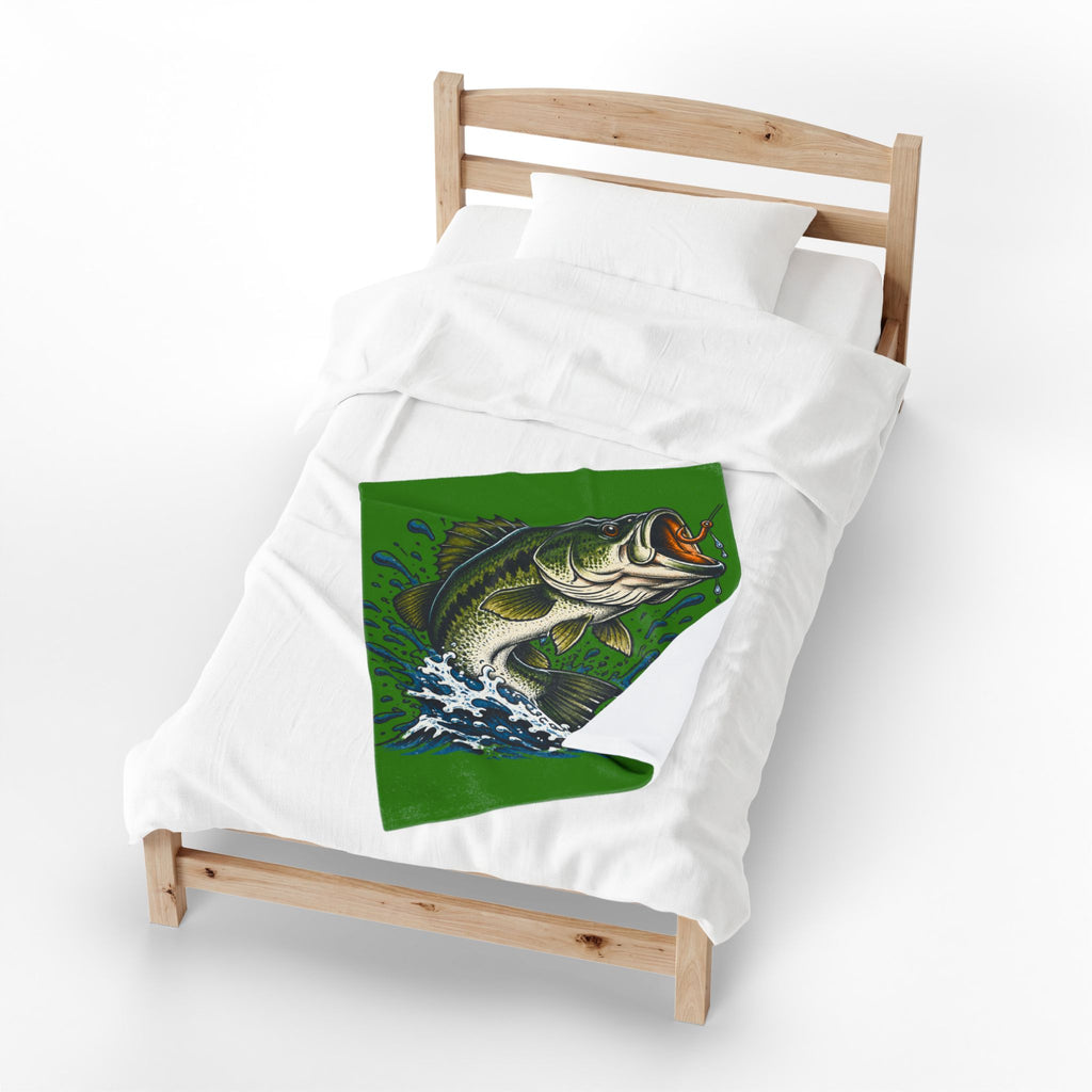 Largemouth Bass Fishing Velveteen Plush Blanket