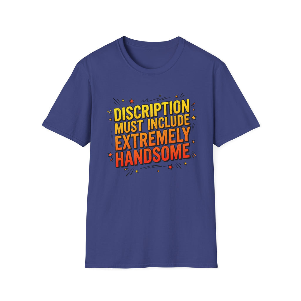 T-Shirt — “Description Must Include Extremely Handsome” Retro Comic Graphic Tee