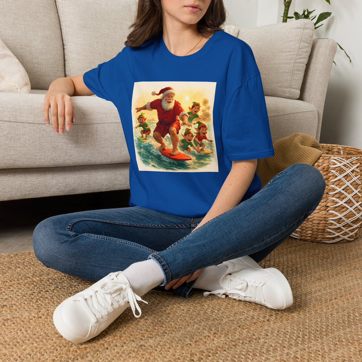 Surfing Santa Vintage Christmas T-Shirt