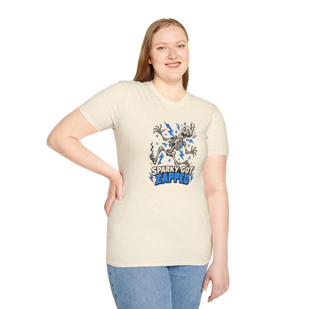 Sparky Got Zapped Skeleton Graphic T-Shirt