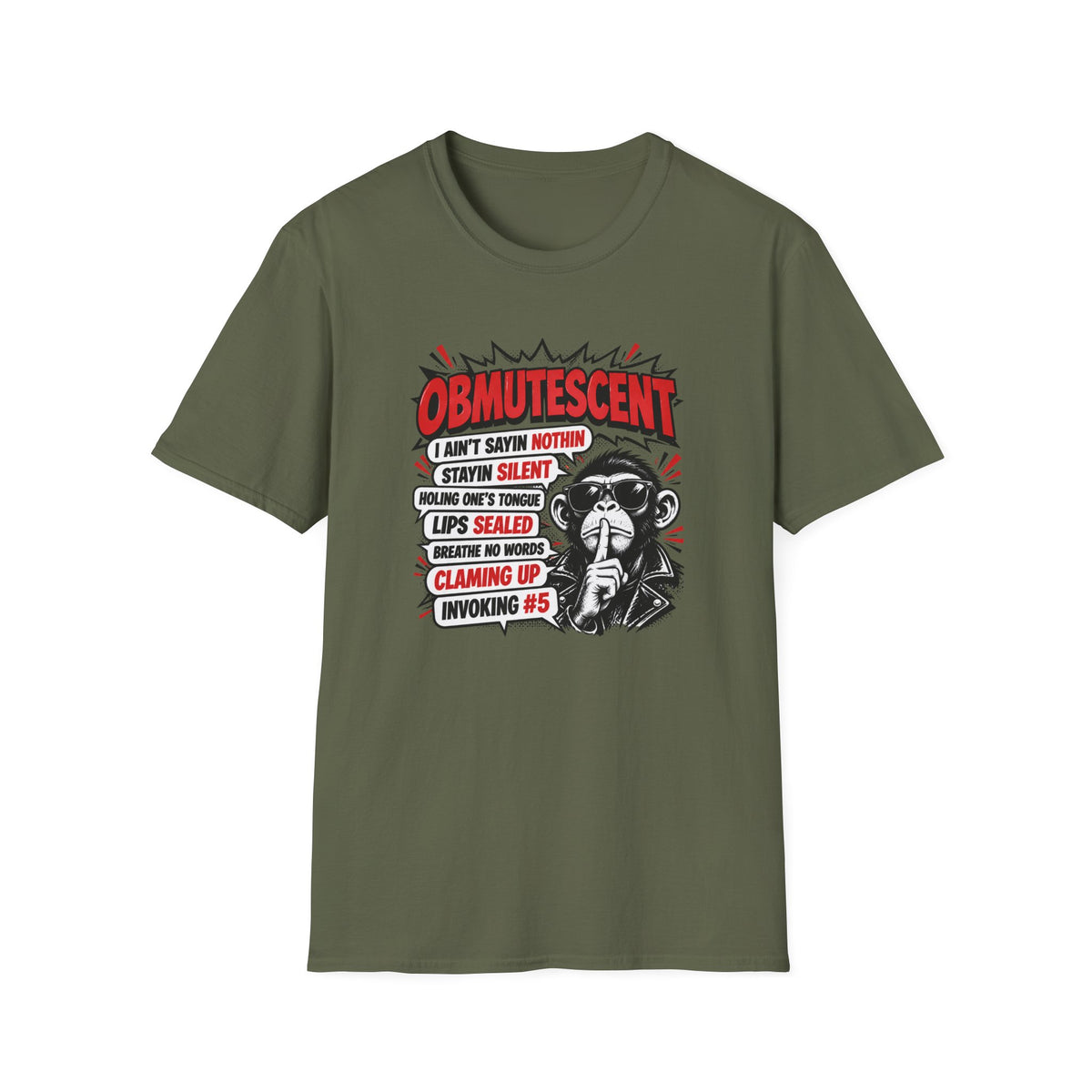 Obmutescent Shushing Monkey Funny T-Shirt