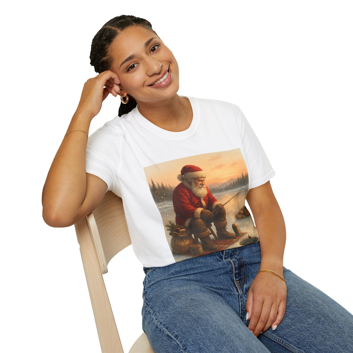Santa Fishing Christmas T-Shirt