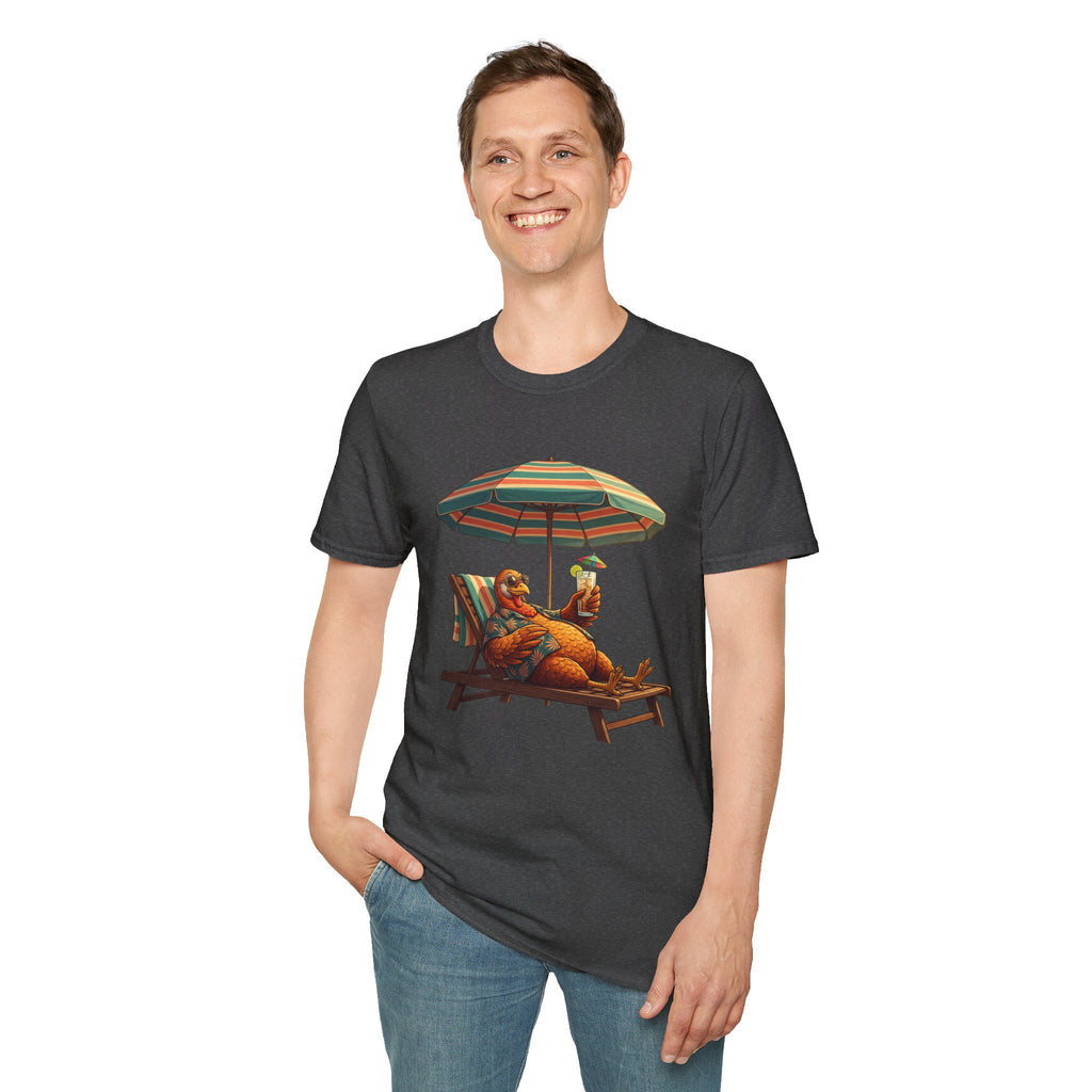 Beach Dog T‑Shirt — Relaxing Dachshund Under Umbrella Graphic Tee