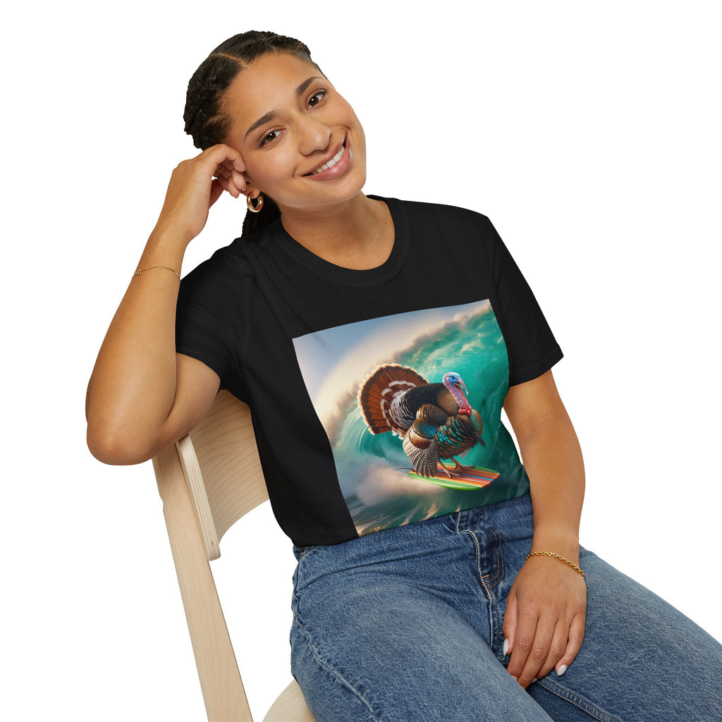 Majestic Surfing Turkey T-Shirt – Thanksgiving Wildlife Graphic Tee