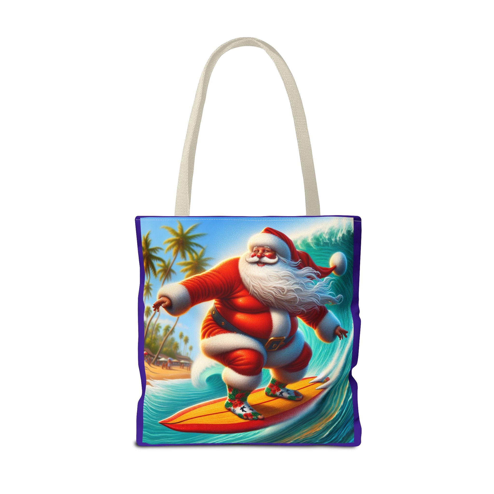 Surfing Santa Tote Bag — Tropical Christmas Beach Holiday Tote