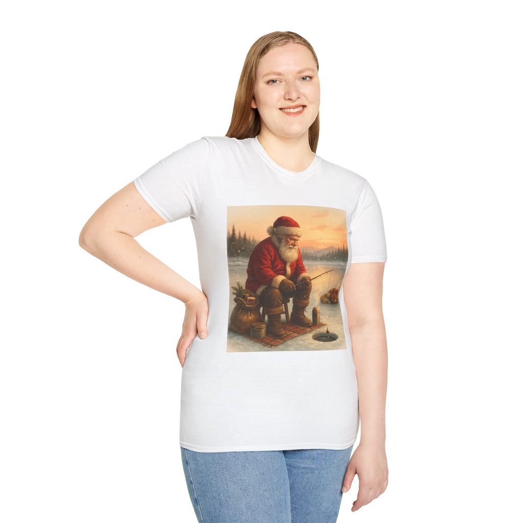 Santa Fishing Christmas T-Shirt